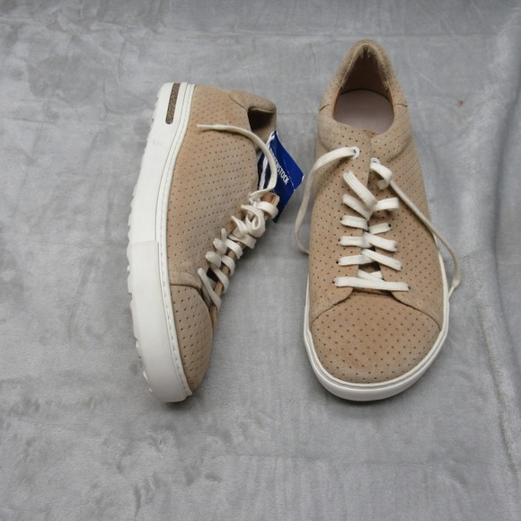 Birkenstock Mens Sneakers 10 Beige Bend Low Suede Leather Embossed Casual NWD